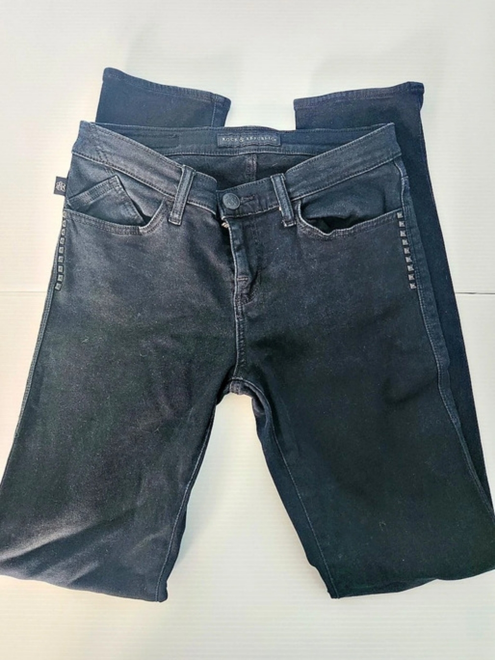 Rock & Republic Berlin Studded Skinny Jeans Black Size 8W
